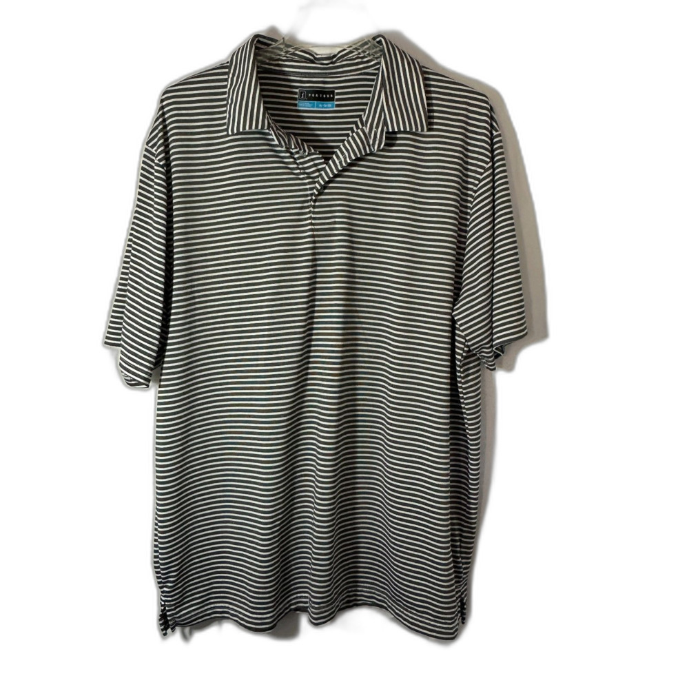 PGA Tour Short Sleeve Collared V-Neck Polo Golf Shirt